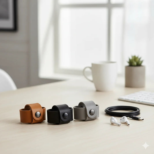 Minimalist Vegan Leather Cable Wraps (Set of 3)